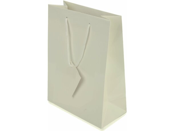 Bolsa de papel plastificado con asas y tarjeta blanca