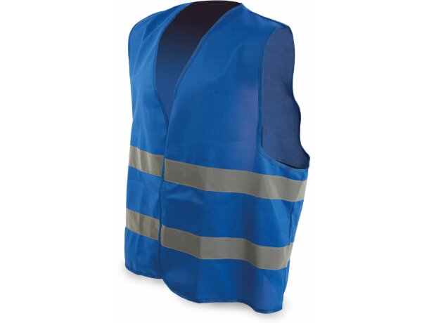 Chaleco moderno con bandas reflectantes azul personalizado