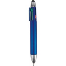 Bolígrafo cuatro tintas con puntero azul economico