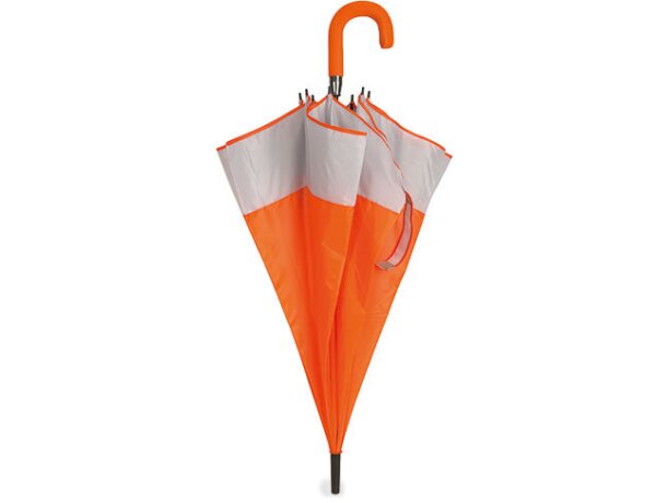 Paraguas automático con mango y detalles del mismo color naranja