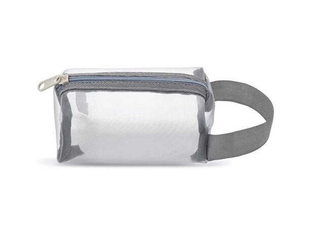 Neceser portatodo Tanis con malla semitransparente de poliéster Plata detalle 7