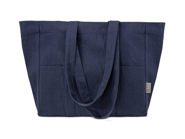 Bolsa algodón canvas reciclado Alma con asas largas reforzadas Azul marino detalle 6