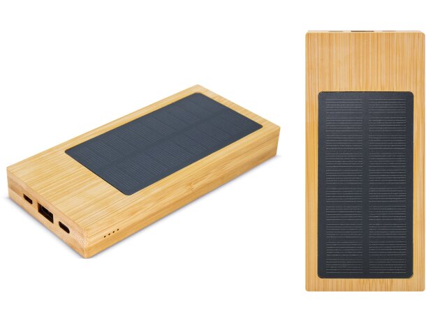 Power bank con cargador solar de bambu Naples