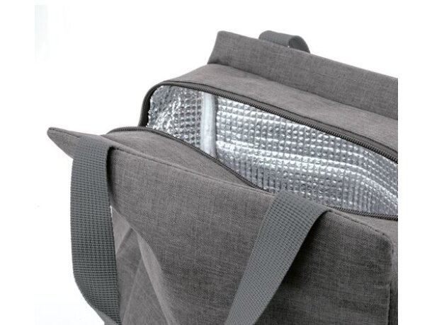 Bolsa nevera Yaky con interior aislante y bolsillos laterales Gris detalle 6