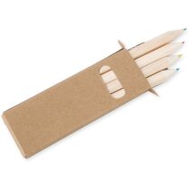 Cajita de cartón con 4 lápices de colores personalizada