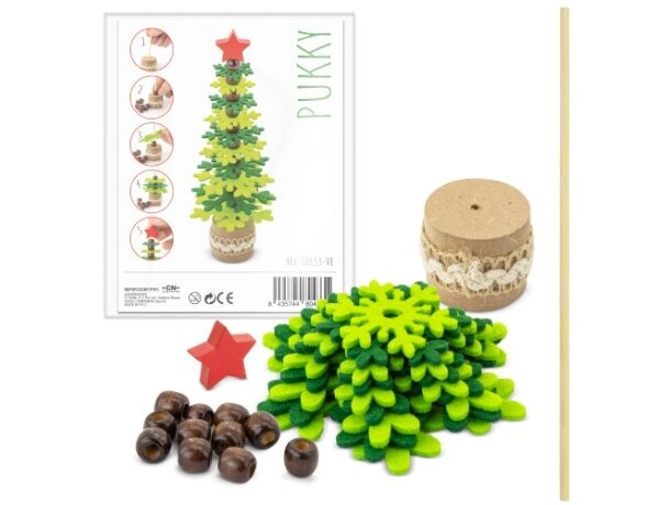 Arbolito navideño RPET y madera reciclada Pukky 18cm Verde detalle 7