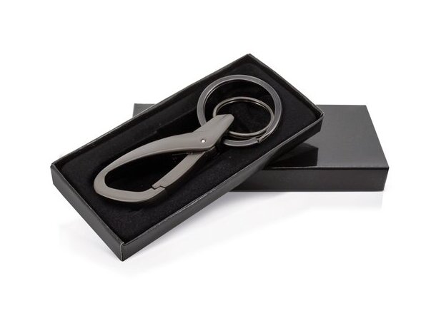 Llavero mosquetón Adaman en metal con grabación personalizable Negro detalle 1