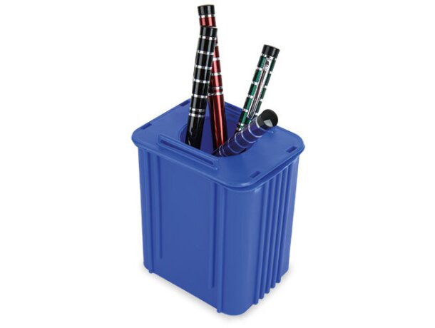 Portalápiz contenedor azul ecológico