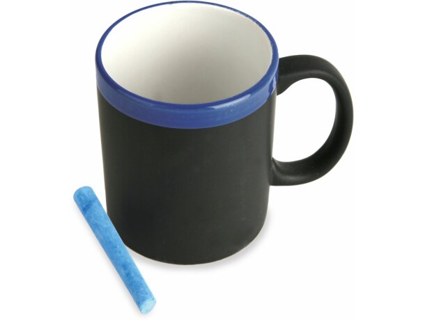 Taza decorada con pizarra para escribir mensajes personalizada azul Taza decorada con pizarra para escribir mensajes personalizada azul