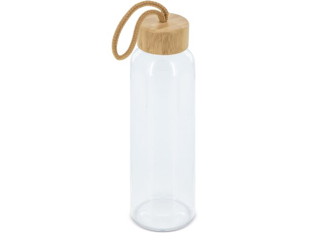 Botella cristal tapon bambu Blis personalizada