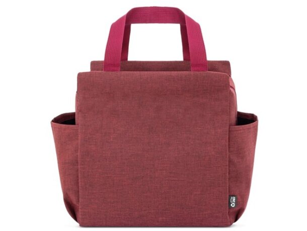 Bolsa nevera Yaky con interior aislante y bolsillos laterales Burdeos detalle 4