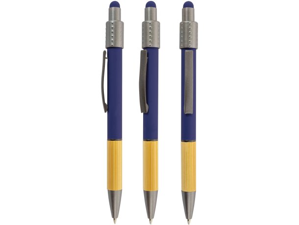 Bolígrafo antiestrés giratorio con touch Eneko bambú y metal Verde detalle 10