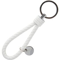 Llavero original personalizado trenzado con chapita metálica redonda