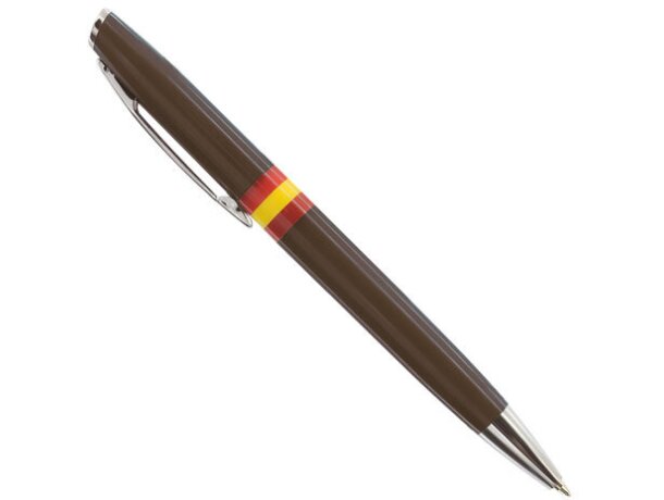 Bolígrafo de plástico con bandera española marron