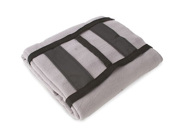 Manta polar de viaje con funda con logo gris
