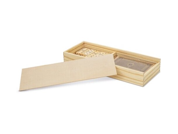 Set Recreo de dominó y cartas en madera natural y papel reciclado detalle 4