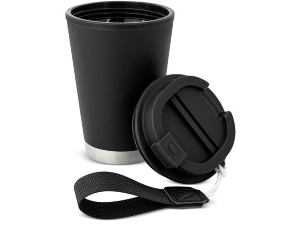 Vaso térmico hermético Tulcán 380ml con cinta de transporte Negro detalle 28