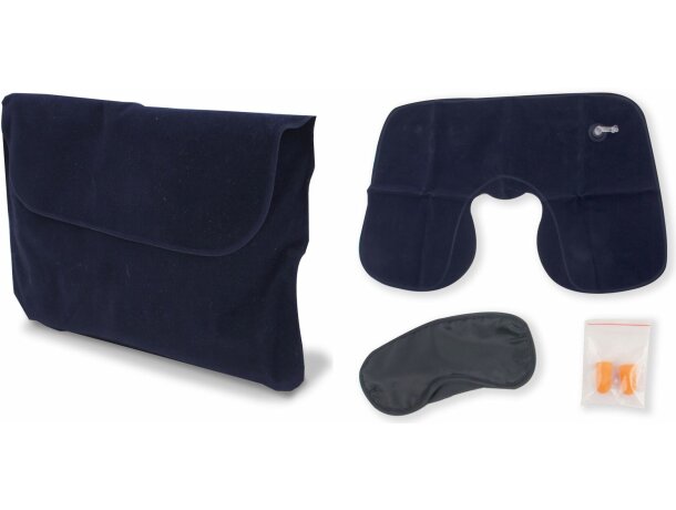 Set de viaje con almohada, antifaz y tapones personalizado