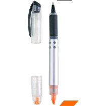 Subrayador roller dual negro con marcador naranja