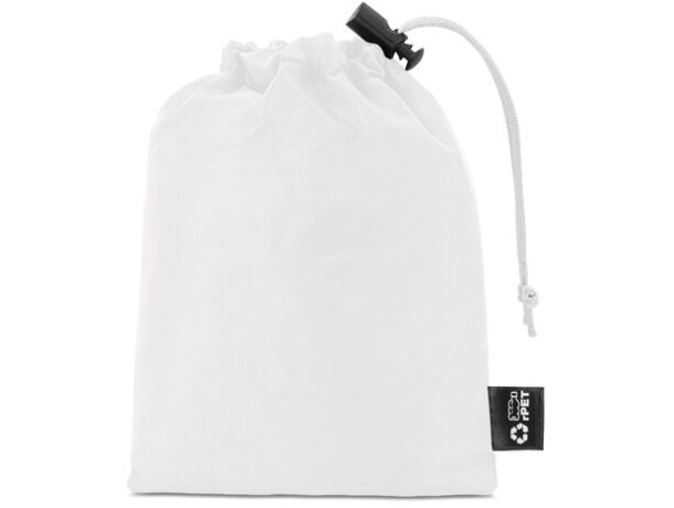 Poncho plegable Bross con bolsa rPET para campañas corporativas Blanco detalle 13
