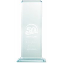 Trofeo de cristal biselado para grabar personalizado