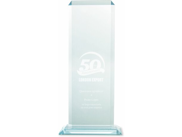 Trofeo de cristal biselado para grabar personalizado