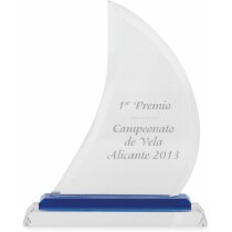 Trofeo de cristal velero personalizado