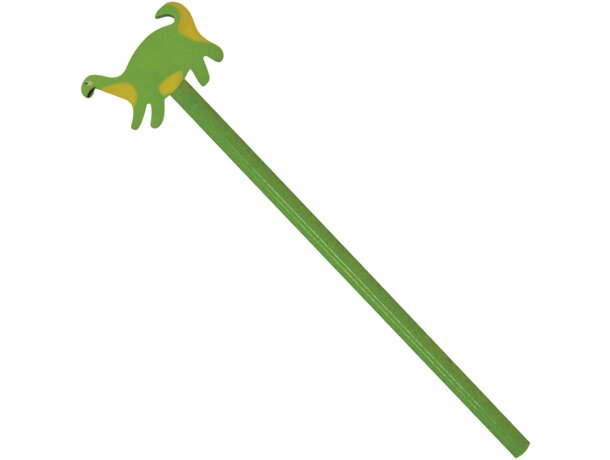Lápiz de madera verde con dinosaurio con logo