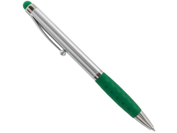 Bolígrafo puntero de plástico y cuerpo en plata verde