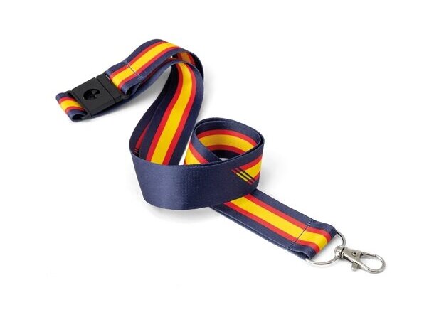 Lanyard bandera ancha Policia poliéster con cierre seguridad Azul marino detalle 3