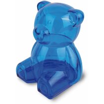 Hucha de plástico forma de osito grabada azul Hucha de plástico forma de osito grabada azul