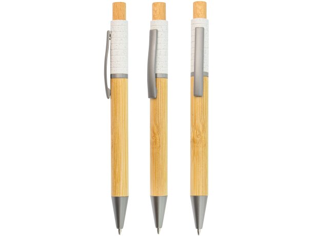 Bolígrafo Zeres bambú, fibra de trigo y metal sostenible Negro detalle 4