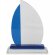 Trofeo de cristal azul y blanco personalizado sin color