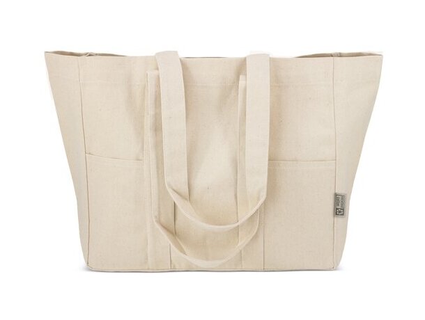 Bolsa algodón canvas reciclado Alma con asas largas reforzadas Crudo detalle 3