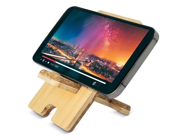 Soporte móvil bambú corcho con cerámica sublimable detalle 4