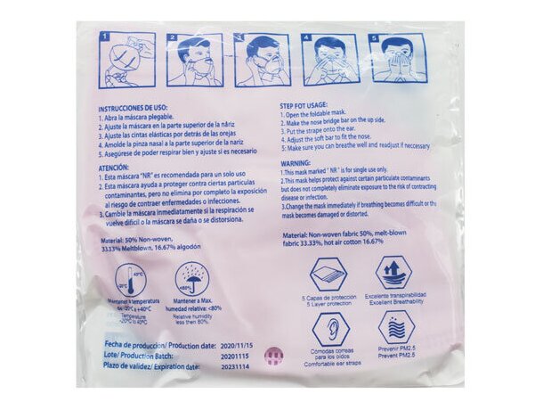 Mascarilla ultra proteccion de colroes ffp2 Rosa detalle 17