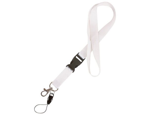 Lanyard doble de poliéster blanco
