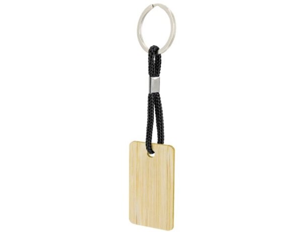 Llavero rectangular Yibin de bambú con cordón de colores Negro detalle 2