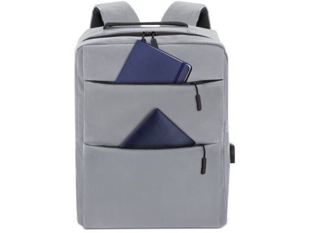 Mochila portaordenador soft-touch Davis PU resistente al agua Gris detalle 4