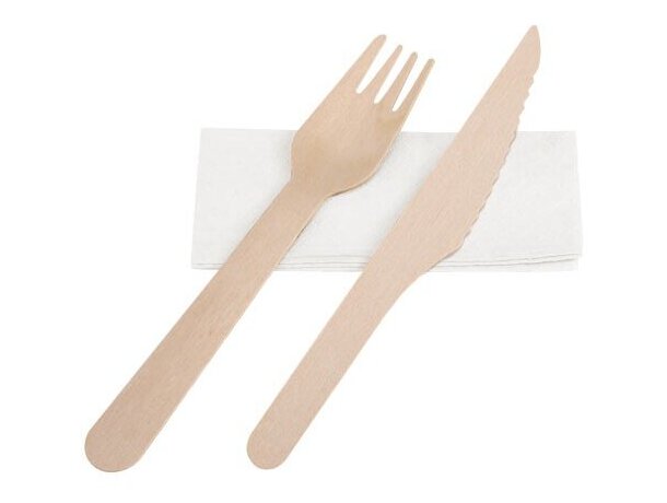 Set cubiertos madera Tapa 3 piezas sostenible 16 cm detalle 3