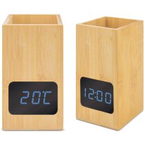 Portalápices reloj digital bambú natural Hanoi