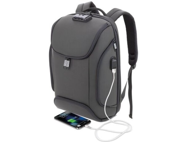 Mochila semirrígida Hofman con bolsillo antirrobo y USB detalle 2