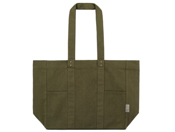Bolsa algodón canvas reciclado Alma con asas largas reforzadas Verde detalle 12