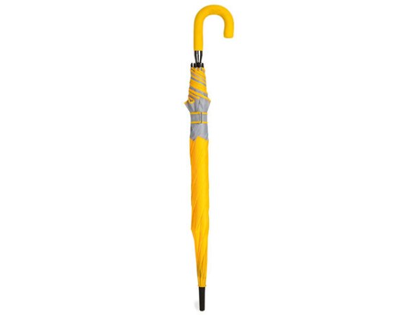 Paraguas automático con mango y detalles del mismo color personalizado amarilla