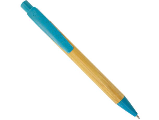 Boligrafo de bambu y fibra de trigo Terry azul