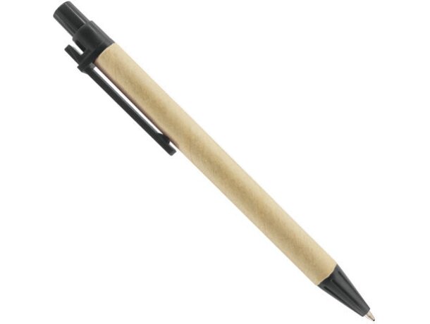 Bolígrafo de cartón ecológico con clip y punta a color negro