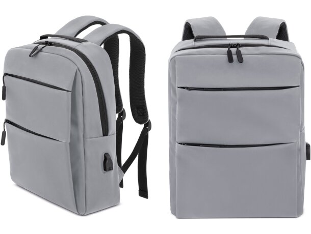 Mochila portaordenador soft-touch Davis PU resistente al agua Verde detalle 15