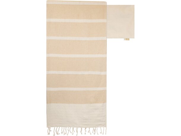 Toalla pareo de algodón orgánico con bolsa integrada Islas Menores Beige detalle 7