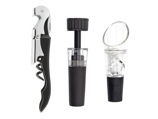 Set de vino 3 piezas Merlot con sacacorchos y dosificador detalle 9