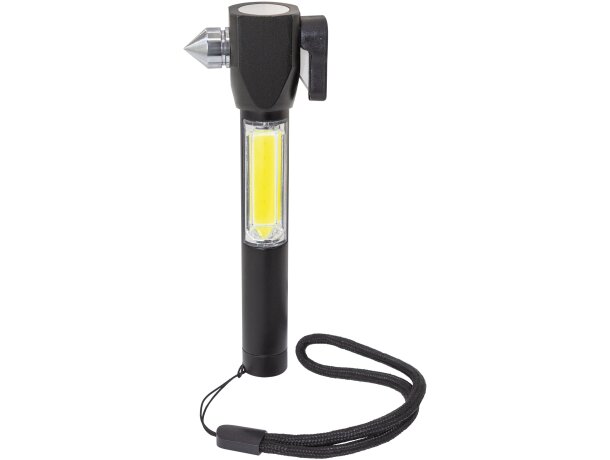 Martillo de emergencia Agnar con linterna y corta cinturones Negro detalle 5